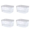 (4Pack)Clear Glossy Plastic Extra Tall Shoe Box with Lid, Adult Size,One Pair of Size, One Tier