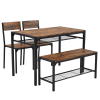 Dining Table Set for 4, Kitchen Table with 2 Chairs and a Bench, 4 Piece Kitchen Table Set for Small Space, Home Kitchen Bar Pub Apartment