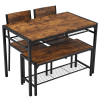 Dining Table Set for 4, Kitchen Table with 2 Chairs and a Bench, 4 Piece Kitchen Table Set for Small Space, Home Kitchen Bar Pub Apartment