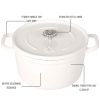 5-Quart Enameled Cast Iron Dutch Oven Pot with Lid, Linen