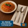16-Piece Luxury Premium Silverware Dinnerware Tableware Set for Home - Stainless Steel Flatware Service for 4 with Forks, Knives, Spoons