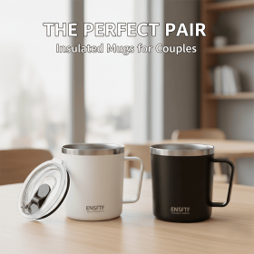 Insulated Stainless Steel Coffee Mug with Leak-Proof Lid â€“ Reusable Office/Trave (Color: White)