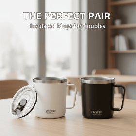 Insulated Stainless Steel Coffee Mug with Leak-Proof Lid â€“ Reusable Office/Trave (Color: Black)