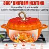 Pumpkin Dutch Oven 4.5 QT With Lid Cyan Enamel Cast Iron Cooking Pot Shape Soup Pot Serves 3-5 Christmas Thanksgiving Decor Gift